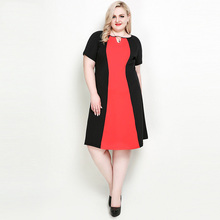 Plus Size 7XL Women Dress Casual Style Elegant Slim O Neck Short Sleeve Loose Stitching  A Line Midi Dress Office Female vestido 2024 - buy cheap