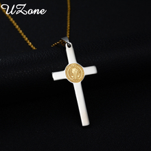 Uzone-collar de acero inoxidable con forma de cruz de Jesús para mujer, collar con estilo antiguo, regalo de fiesta, envío gratis 2024 - compra barato