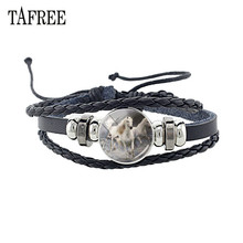 TAFREE Fashion White Black Horse Bracelet Adjustable Braided Rope Bracelet Glass Gem Animal Pattern Charm Punk Jewelry Gift A49 2024 - buy cheap