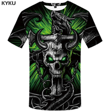 Camiseta de calavera de KYKU para mujer, camiseta gótica de cadena de hierro 3d, camisas Punk, ropa de Hip Hop, Rock para mujer 2024 - compra barato