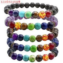 XIAONIANSHI 7 Chakra Bracelet Men Black Lava Healing Balance Beads Reiki Buddha Prayer Natural Stone Yoga Bracelet For Women 2024 - buy cheap