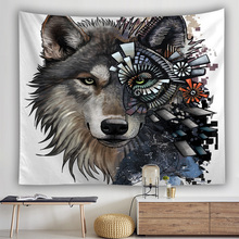 Animals Tapestry bohemian decor  Wall Hanging Wolf Pattern Background  mandala Wall Hanging Home Textile for Living Room Bedroom 2024 - buy cheap