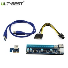 Ult-лучший PCI-E стойка PCI E Express 1X до 16X Riser Card USB 3,0 кабель для SATA 6Pin кабели для BTC Bitcoin Mining Antminer Miner 2024 - купить недорого