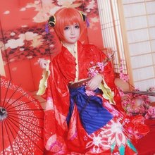 Amine gintama kouka kagura cosplay personalizado tamanho adulto vestido de casamento pendurado eixo melhorado uniformes quimono traje cosplay 2024 - compre barato