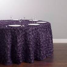 Custom Order Are Welcome Stain Feel Polyester 130 inch/330cm Diameter Round Rosette Tablecloth Eggplant for Wedding, 5/Pack 2024 - buy cheap