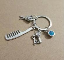 Barber scissors comb hair dryer curling iron Keychain For Keys Car Bag Charm Key Ring Handbag Couple Key Chains Jewelry 2024 - buy cheap