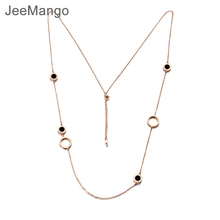 JeeMango Jewelry Stainless Steel Sweater Necklace Link Chain Double Sided Shell Black & White Color Long Necklace JN18254 2024 - buy cheap