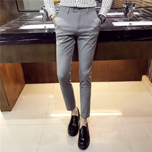 2019 New Men's Fashion Fine Pure Groom Wedding Dress Pants Mens High-end Business Grey Black Casual Suit Pants Male Trousers 2024 - buy cheap