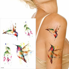 Tatuaje temporal sexi para parejas, tatuaje de colibrí, para brazo pegatina, tatuajes de mujer, tatuaje de acuarela, tatuaje de transferencia al agua, pegatinas de tatuaje 2024 - compra barato
