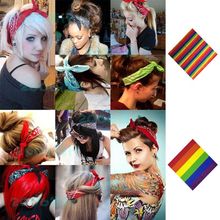 Festival Rainbow Colorful Seven Stripes 55x55 Unisex Cotton Pocket Square Scarf Headband Bandana Gay Parade Wristband Neck Tie 2024 - buy cheap