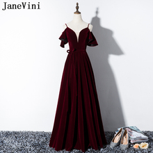 Janevini vestidos de baile vintage borgonha, plus size 2019 alças espaguete uma linha longo vestido de festa longo vestido de festa 2024 - compre barato