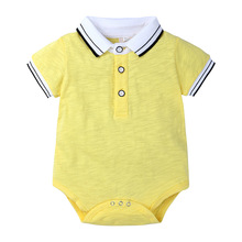 Verão bebê menino menina macacão turn-down collar infantil roupas de algodão recém-nascido manga curta macacão da criança bebe outfits para 0-2y 2024 - compre barato