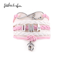 Little Minglou Infinity Love OMA bracelet heart feet charm leather wrap bracelets & bangles for women jewelry drop shipping 2024 - buy cheap