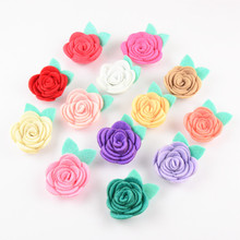 30pcs/lot 1.6'' Mini Non Woven Fabric Rose Flower with Leaf girl Headband Decoration 30 Color Alternative TH211 2024 - buy cheap