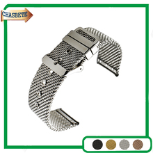 Pulseira de malha de aço inoxidável para relógio, para oriente, 20mm, 22mm, 24mm, para homens e mulheres, pulseira de metal, bracelete com laço de prata 2024 - compre barato