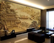 Custom 3d murals wallpaper,Classical Pavilion landscape relief TV background wall,living room sofa wal bedroom papel de parede 2024 - buy cheap