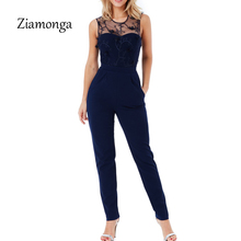 2021 Autumn Winter Women Jumpsuit Brand New Long Pants Hollow Out Lace Jumpsuits Plus Size Black Sexy Club Overalls For Women 2024 - buy cheap