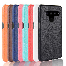 Capa de couro para lg v50 thinq 5g 6.4 polegadas estampa de crocodilo capa traseira para lg v50 thinq 5g 2024 - compre barato