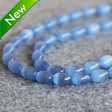 New For Necklace 8*12mm Blue Glass Beads Mexican Cat Eye Granular Loose Women Girls Gifts 13inch Fashion Jewelry Making Design 2024 - buy cheap