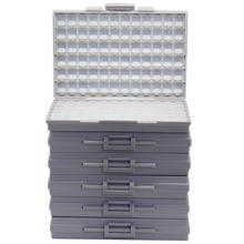 AideTek 6 SMT SMD resistor capacitor storage box Organizer 1206 0603 0805 0402 0201 tiny plastic part box lable 6BOXALL 2024 - buy cheap