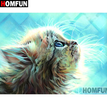 HOMFUN Full Square/Round Drill 5D DIY Diamond Painting "Animal cat" Embroidery Cross Stitch 5D Home Decor Gift A09509 2024 - buy cheap