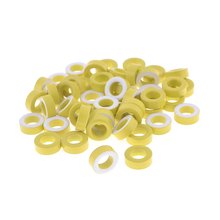 Lixf anel de ferrite de 7mm de diâmetro interno, núcleos toroid de ferro, branco e amarelo, 50 peças