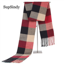 SupSindy-bufanda a cuadros suave para hombre, chal de lujo, cálido, de acrílico rayado, informal, con borlas, para invierno 2024 - compra barato