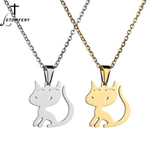 Letdiffery Cute Charm Animal Cat Pendant&Necklace For Women Fashion Jewelry Stainless Steel Pet Necklace Party Gift 2024 - buy cheap