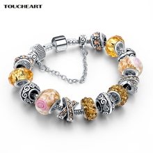 Toucheart pulseira & bracelete de flor, customizada, amarela, de marca de luxo, para mulheres, meninas, joias, sbr160014 2024 - compre barato