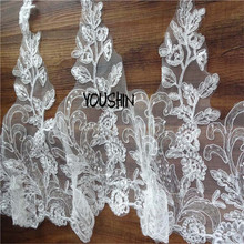 Delicate 3yards 44cm Ivory Fabric Flower Venise Venice Lace Trim Applique Sewing Craft LW0218 2024 - buy cheap