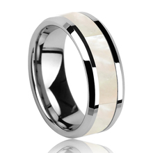 Anéis de casamento com carboneto de tungstênio, anéis de carboneto de tungstênio de 8mm de largura com incrustação de pérola branca para homens e mulheres, tamanho 6 a 12, novo, 2019 2024 - compre barato