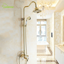 European Shower Set With Phone Style Arms 8 Inch Shower Head Antique Porcelain Brass Crystal Shower Faucet Gold/silver 2024 - buy cheap