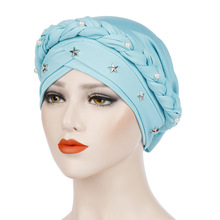 Women Elastic Hijab Cancer Hat Chemo Turban Wrap Cap Hair Loss Head Scarf  Solid Color Braid Beads Decor Muslim Hijab Turban 2024 - buy cheap