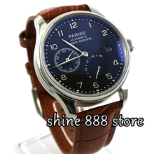 Мужские наручные часы Parnis 43 мм с черным циферблатом и коричневым кожаным ремешком 2530 2024 - купить недорого