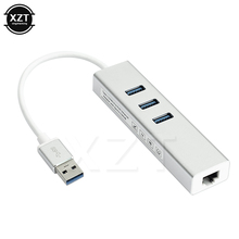 Сетевая карта 1 шт. Gigabit Ethernet RJ45 Lan с 3 портами USB 3,0 концентратор USB разветвитель USB к Ethernet адаптер для Macbook ноутбука 2024 - купить недорого