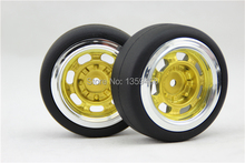 Novo design de 4 peças de pneus de alta velocidade rc1/10 roda de aro de pneu classe ic2 6mm deslocamento (cromado + pintura ouro) serve para carros de derrapagem 1:10 2024 - compre barato