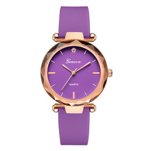 Geneva relógio de pulso feminino analógico, relógio de quartzo com pulseira de sílica na moda #5001 2024 - compre barato