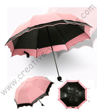 6pc/lot colour option summer  folding mini sunny  umbrella  5 times black  coating Anti-UV Meat Pink  two layers lace parasol 2024 - buy cheap