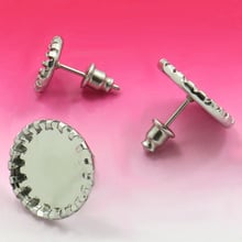 (Never Fade) 20pcs 10mm Stainless Steel Earring Base Studs Ear Cameo Settings Cabochon Base Tray Blank (With Back) 2024 - buy cheap