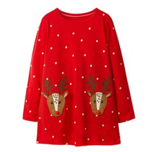 children girls dresses applique deer kids dress long sleeve polka dot red dress gift Christmas dress girl 2024 - buy cheap