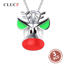 CLUCI 3pcs 925 Sterling Silver Reindeer Pendant Women Christmas Gift Jewelry Silver 925 Reindeer Shaped Pearl Locket SC338SB 2024 - buy cheap