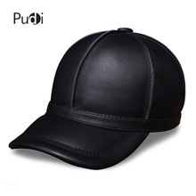 HL028 Genuine Leather Men Baseball Cap New Brand Men's Real Cow Skin Adult Solid Adjustable Hats 2024 - buy cheap