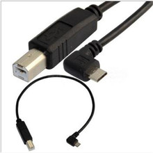 Кабель для передачи данных Micro USB 90 градусов на USB Стандартный Тип B, плоский концентратор, принтер для жестких дисков, стандарт Samsung 2024 - купить недорого