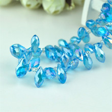 Wholesale 100pcs 6x12mm Lake Blue AB Tear Drop Glass Beads Faceted Crystal Beads For Jewelry Making Necklace Craft DIY Beads 2024 - buy cheap