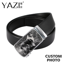 YAZI-cinturón personalizado con foto para hombre, fajas de lujo de cuero de vaca, con hebilla automática, color negro 2024 - compra barato