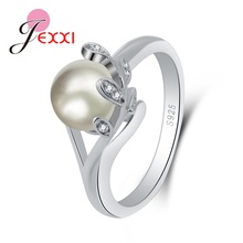 Anillo de boda con perlas y cristales para mujer, sortija para el dedo, Plata de Ley 925 auténtica, regalo romántico para el Día de San Valentín 2024 - compra barato