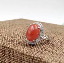 Natural south red agate  Ring Natural gemstone Ring S925 sterling silver trendy luxurious big round women party gift Jewelry 2024 - buy cheap