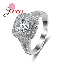 Romantic Wedding Crystal Rings  Stamp  Silver Big Zircon Stone Womens Fashion Jewelry Ring Free Shipping 2024 - buy cheap