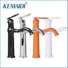 KEMAIDI White/Orange Painting Bathroom Basin Mixer Faucet Chrome Polish/ORB Bathroom Vanity Sink Faucet Mixer Tap 2024 - buy cheap