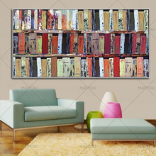 newest pop art handpainted abstract painting on canvas modern wall Art Decor colourful book oil painting room home decoration 2024 - buy cheap